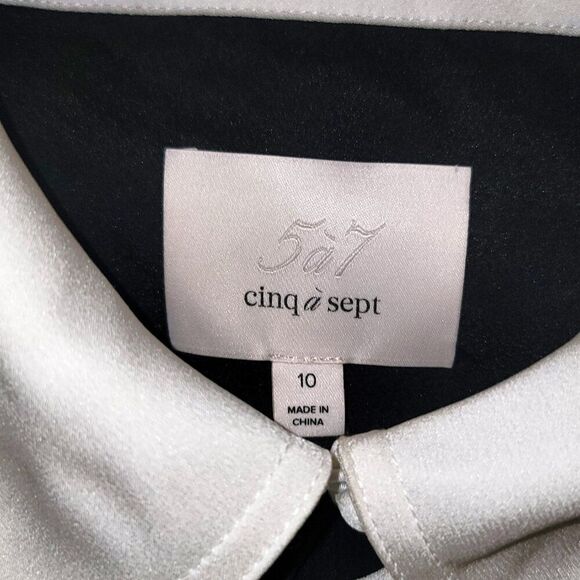 New Cinq à Sept Isabelle Short black Dress Ivory Collar & Tieneck Sz 10 MSRP 465 - Picture 9 of 15